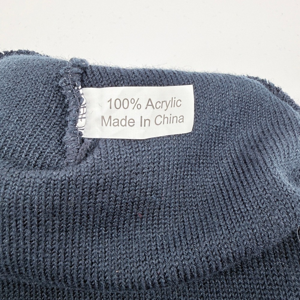 Miller Lite Beanie Mens OSFM Navy Blue Acrylic Pom Pom Knit Beer Graphic Hat - Picture 12 of 12